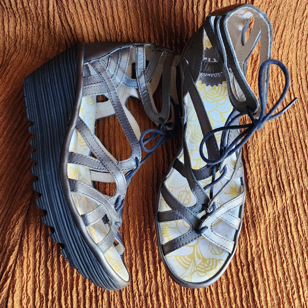 Fly London Yuke Wedge Sandals - Picture 2 of 7